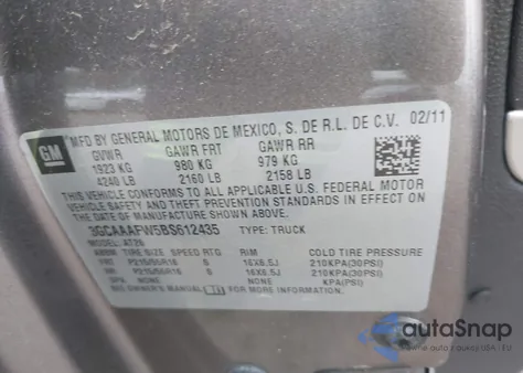 2011 Chevrolet Hhr Panel Ls from USA, damaged, VIN 3GCAAAFW5BS612435